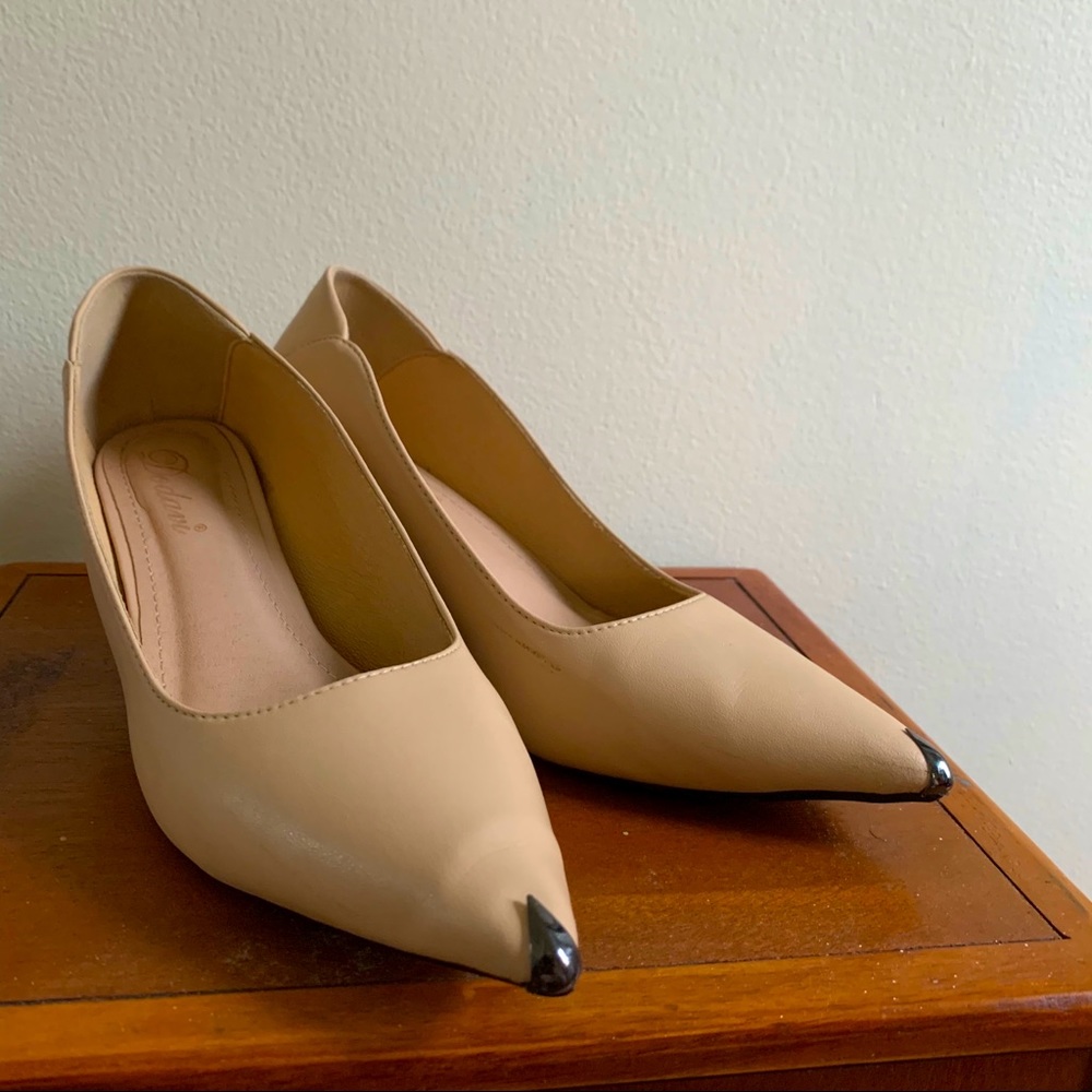 Louboutin-like nude leather heels size 8.5